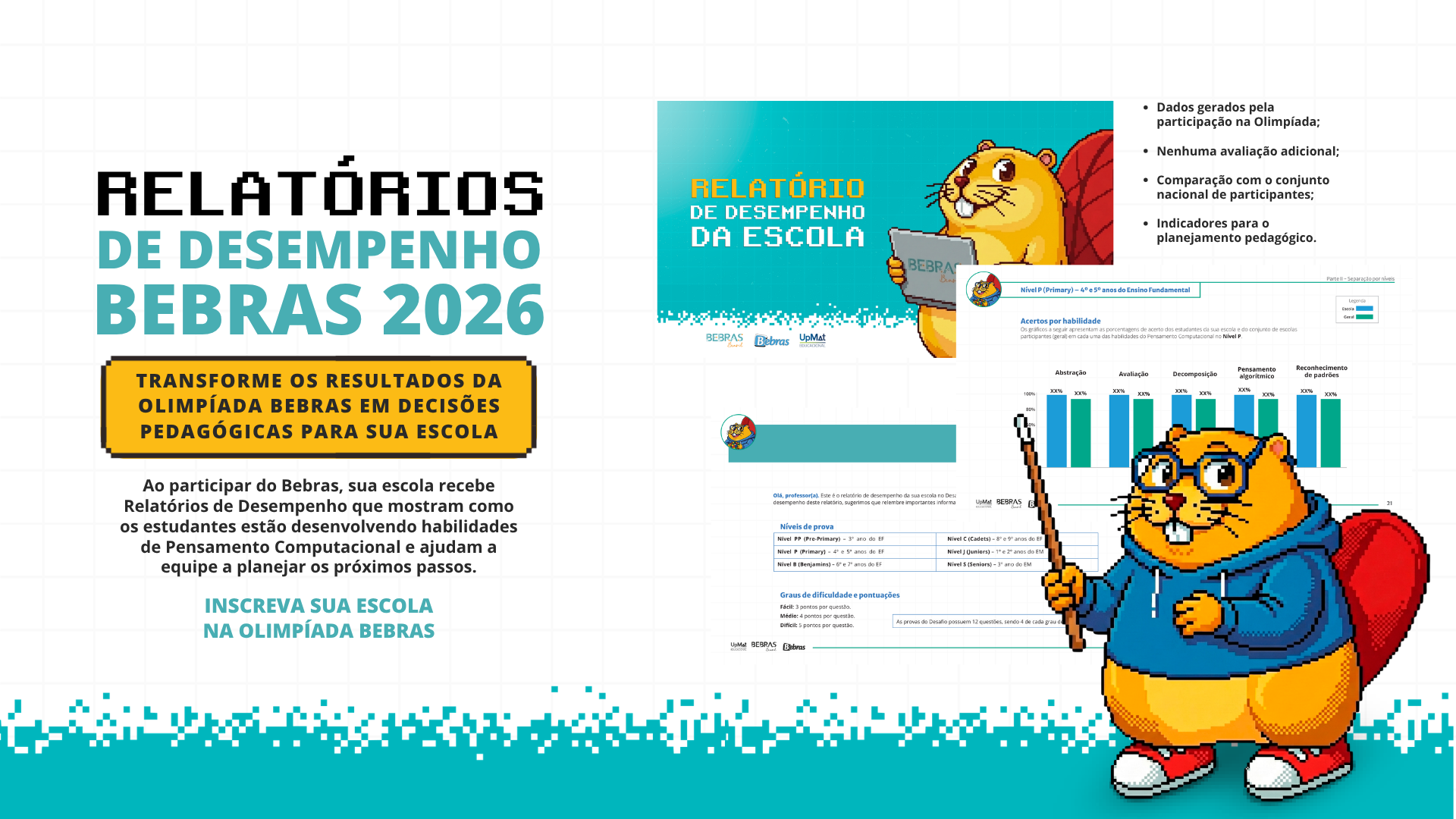 Relatórios de Desempenho Bebras 2026 — Transforme os resultados da Olimpíada Bebras em decisões pedagógicas para sua escola